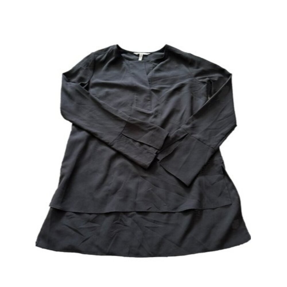 BCBGeneration Women's Black Long Sleeve Sheer Flowy Layered Blouse Size XS
